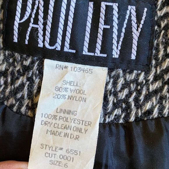 Vintage Paul Levy Women's Herringbone Pea Coat Size M Wool Grey Jacket Old Money - Picture 15 of 15